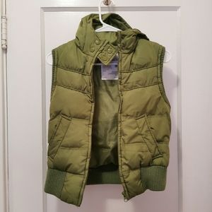 Olive green Aeropostale zip up puffer vest women's M